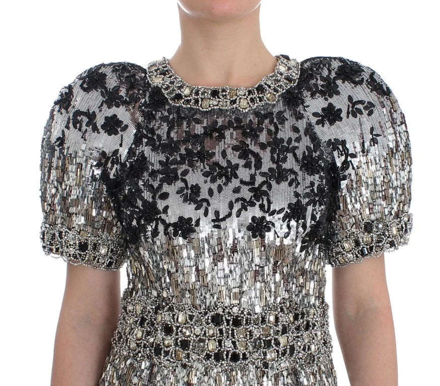 Dolce & Gabbana Crystal Silver Runway Handmade Dress - IT40|S - Dresses