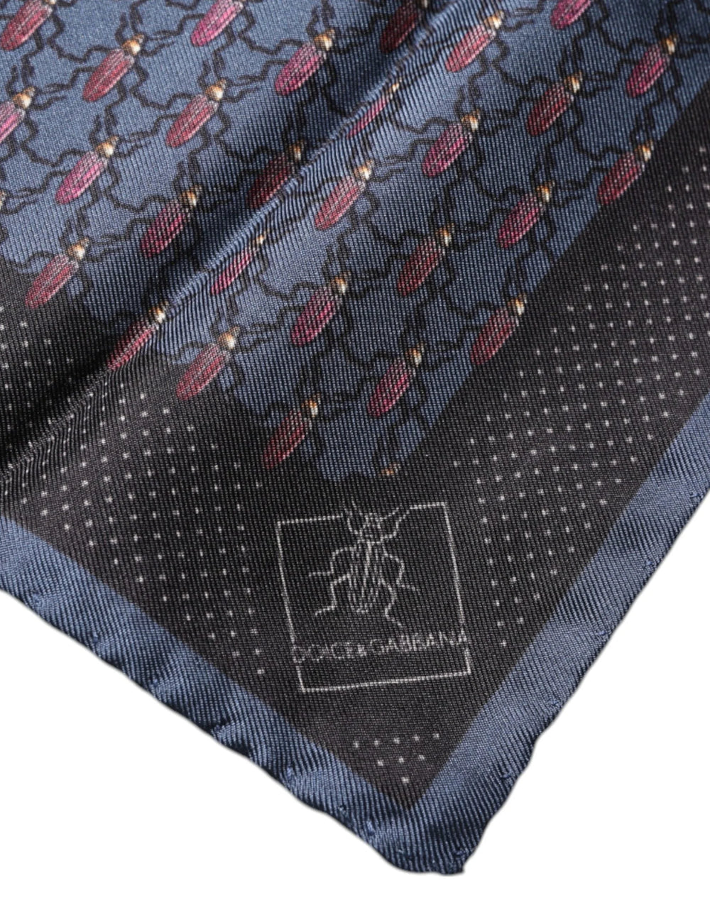 Dolce & Gabbana Dark Blue Beetle Square Handkerchief Scarf - Scarves & Shawls