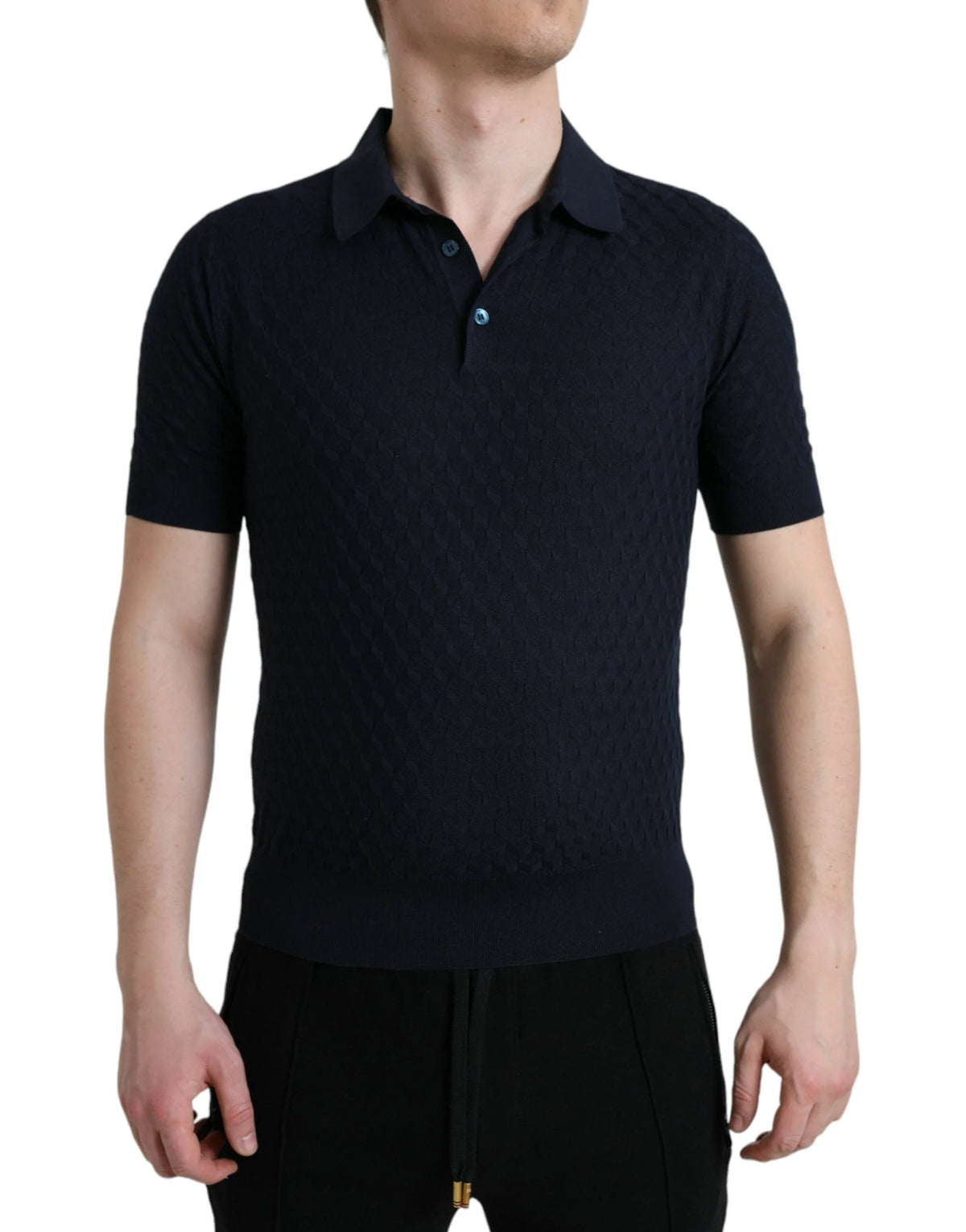 Dolce & Gabbana Dark Blue Collared Short Sleeve Polo T-shirt - IT44 | XS - Polos