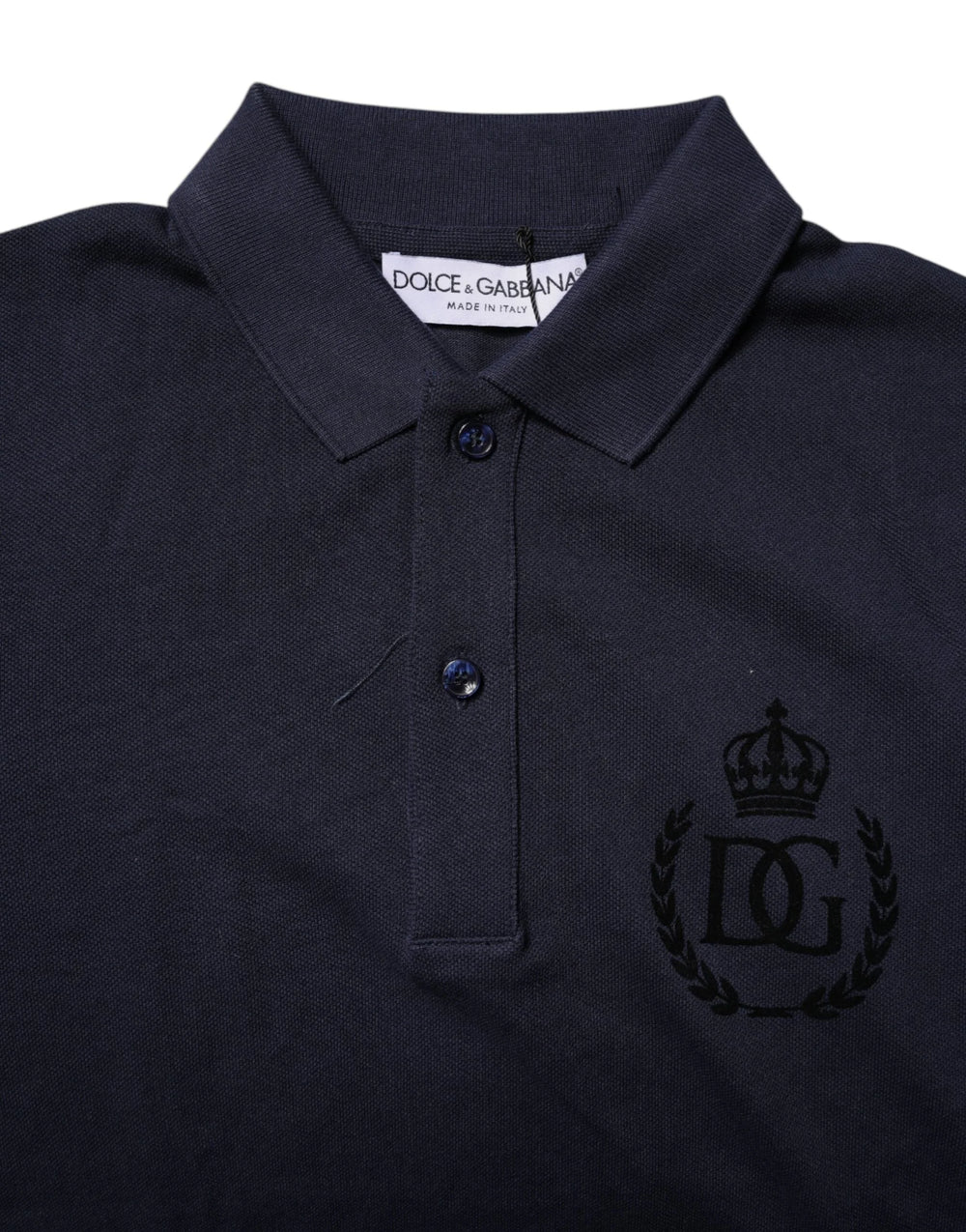 Dolce & Gabbana Dark Blue Cotton Crown Collared Polo T-shirt - IT44 | XS - Polos