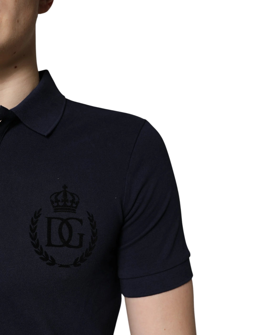 Dolce & Gabbana Dark Blue Cotton Crown Collared Polo T-shirt - IT44 | XS - Polos