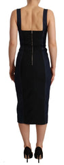 Dolce & Gabbana Dark Blue Cotton Denim Sheath Midi Dress - Dresses