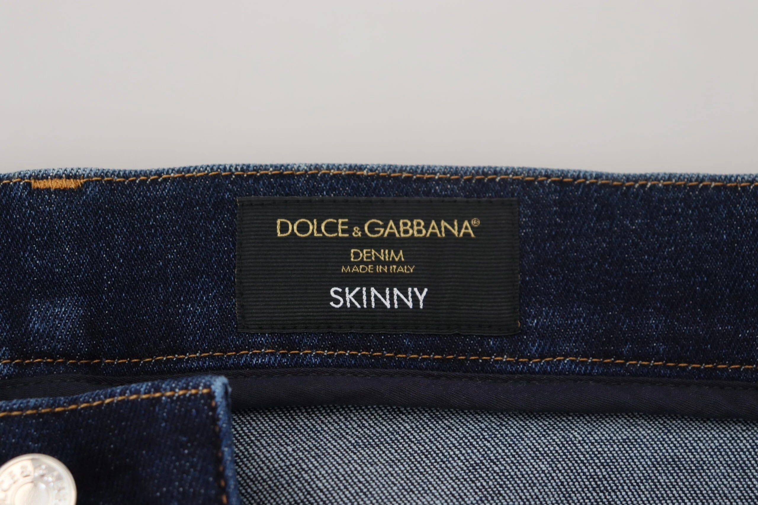 Dolce & Gabbana Dark Blue Cotton Denim SKINNY Jeans - IT58 | XXL - Jeans
