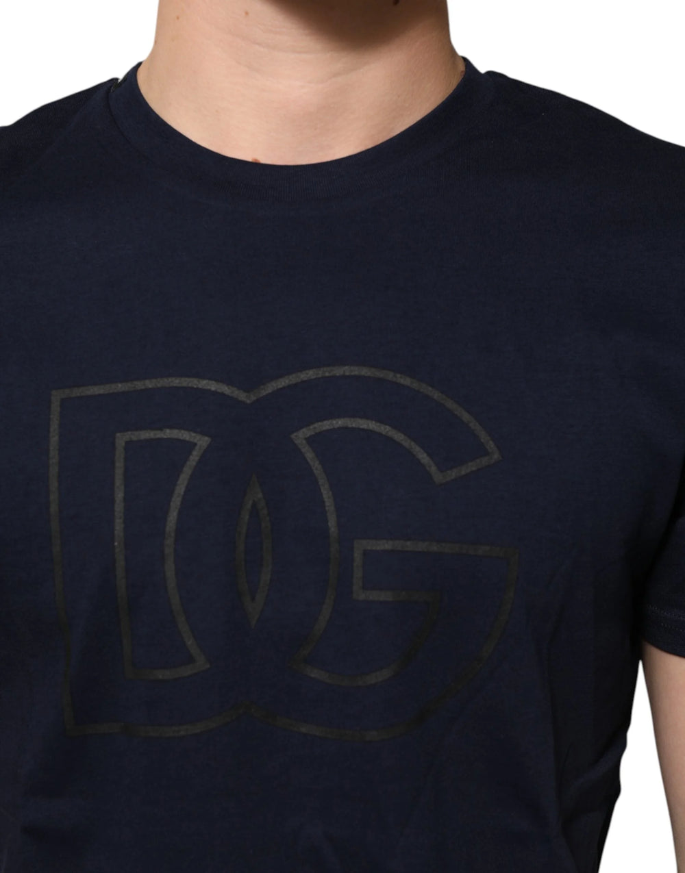 Dolce & Gabbana Dark Blue Cotton DG Logo Print Men’s Top T-shirt - T-Shirts
