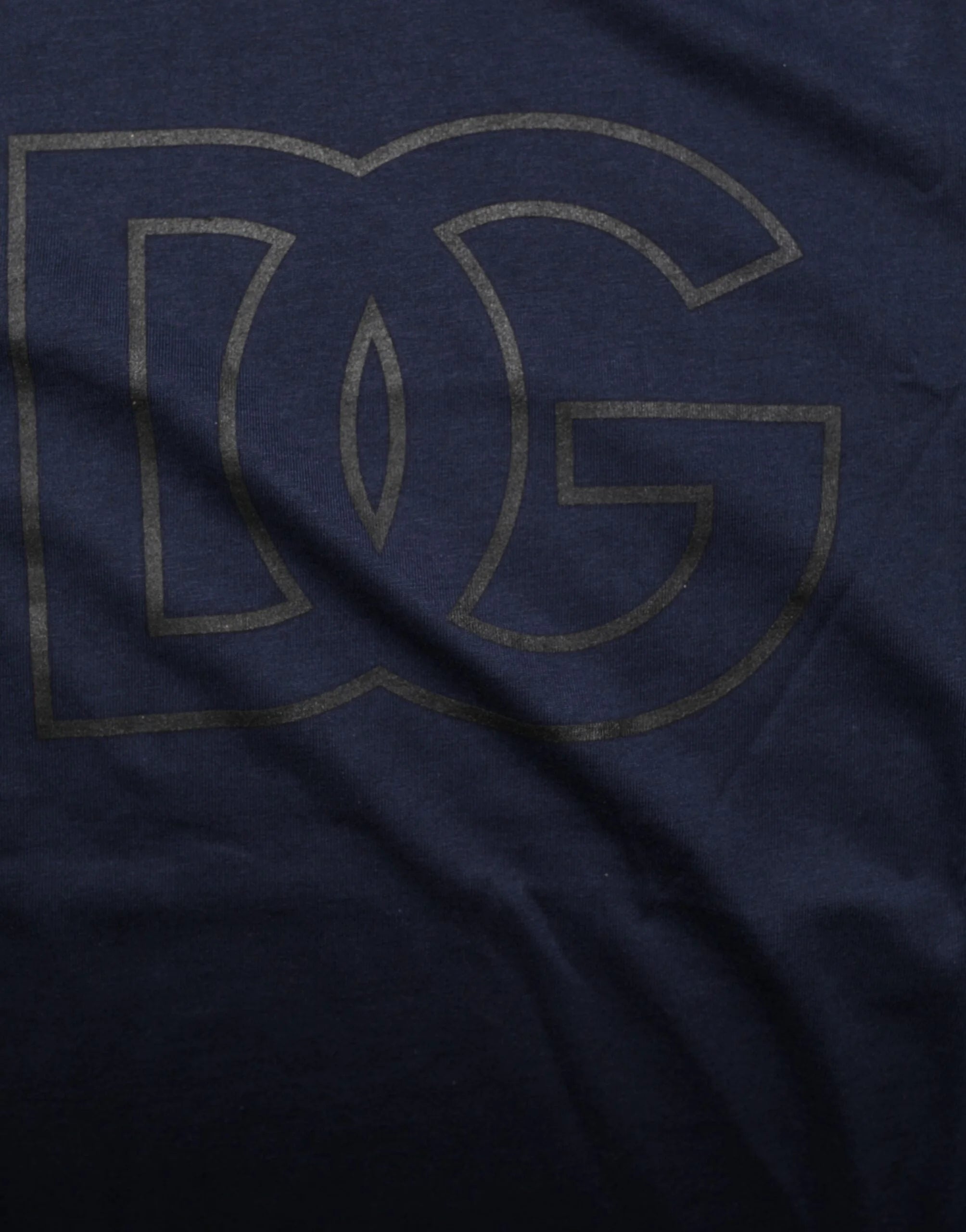 Dolce & Gabbana Dark Blue Cotton DG Logo Print Men’s Top T-shirt - T-Shirts