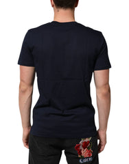 Dolce & Gabbana Dark Blue Cotton DG Logo Print Men’s Top T-shirt - T-Shirts