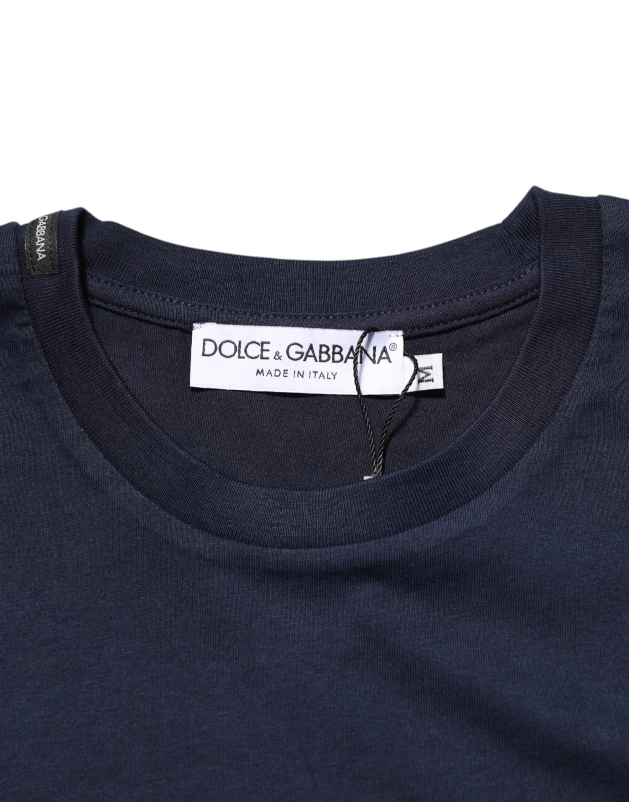 Dolce & Gabbana Dark Blue Cotton DG Logo Print Men’s Top T-shirt - T-Shirts