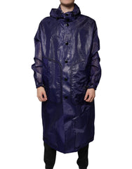 Dolce & Gabbana Dark Blue Cotton Hooded Men Raincoat Jacket - IT54 | XL - Rain Coats