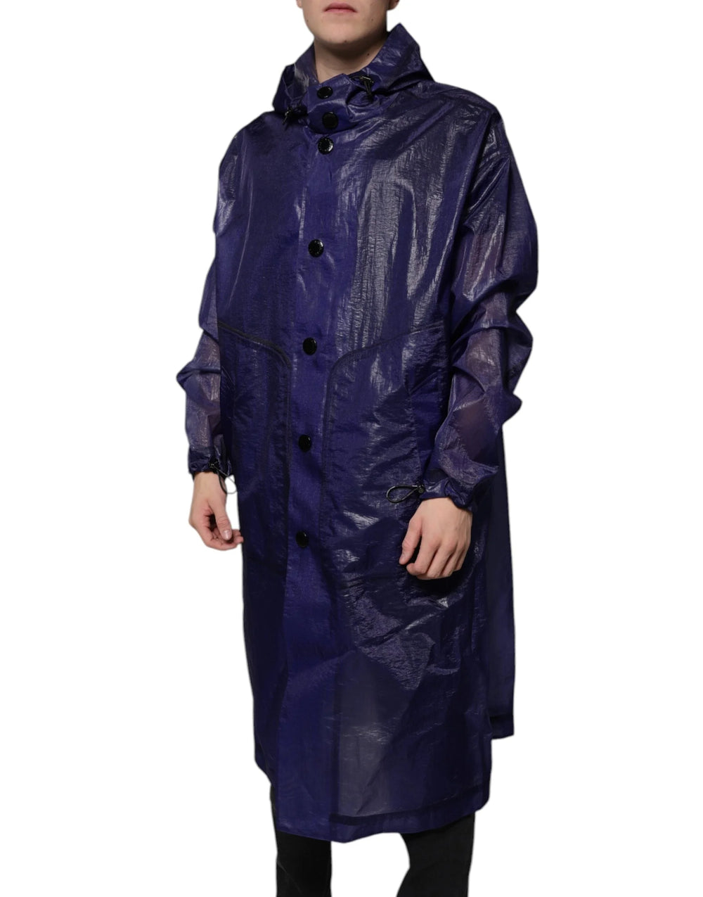 Dolce & Gabbana Dark Blue Cotton Hooded Men Raincoat Jacket - IT54 | XL - Rain Coats