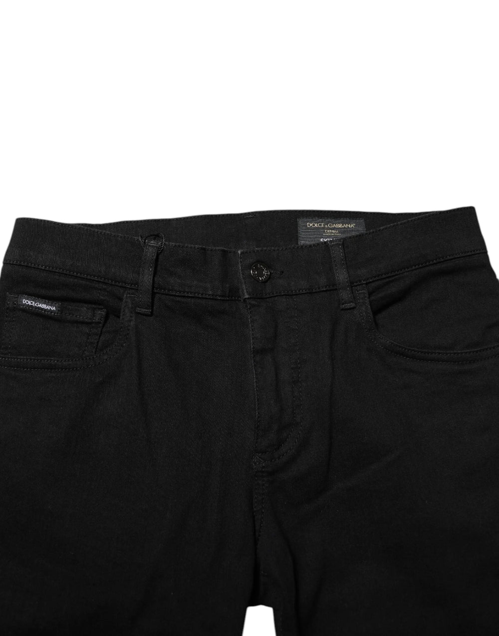 Dolce & Gabbana Dark Blue Cotton Logo Plaque GOLD Denim Jeans - IT54 | XL