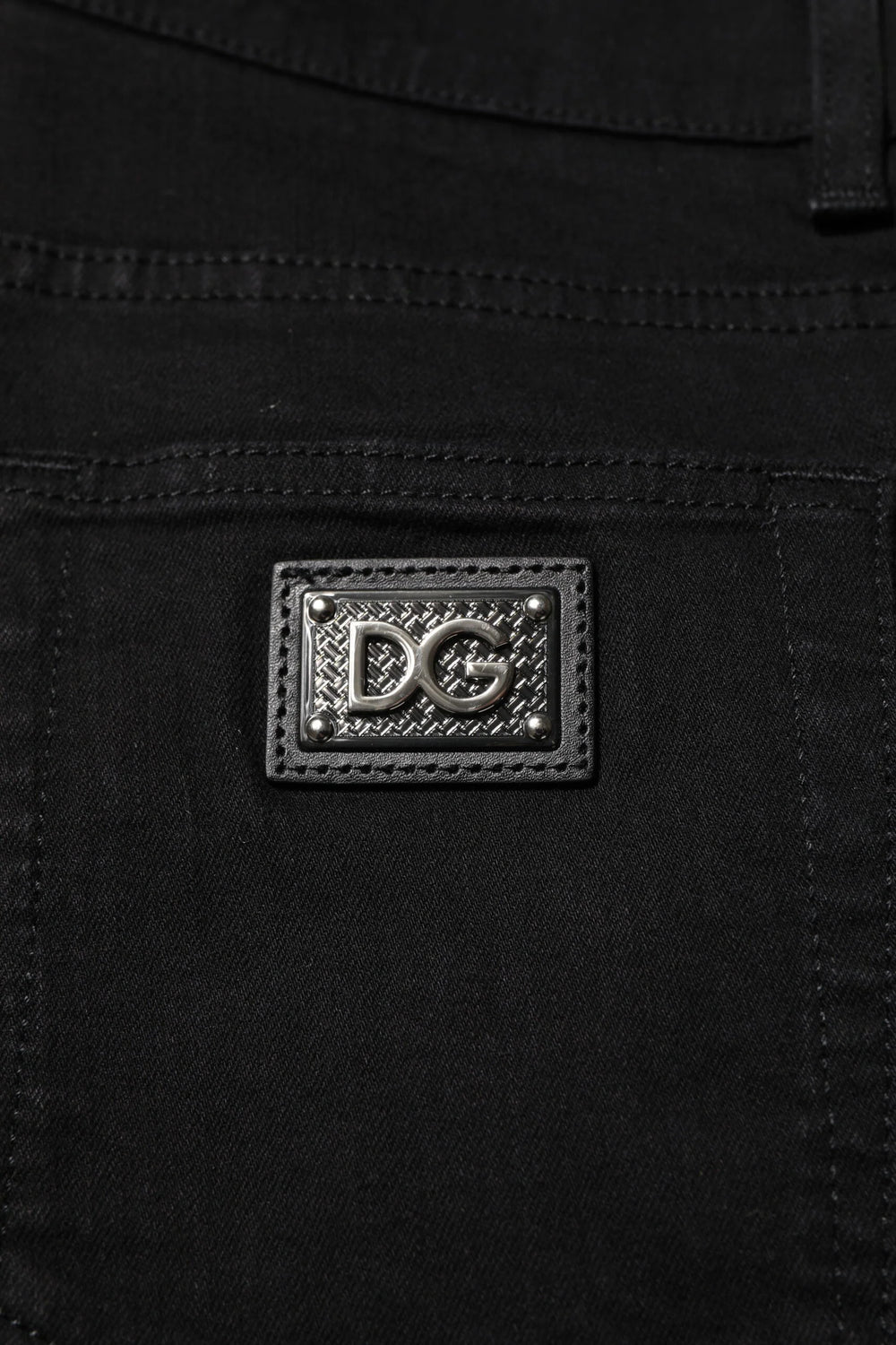 Dolce & Gabbana Dark Blue Cotton Logo Plaque GOLD Denim Jeans - IT54 | XL - Jeans