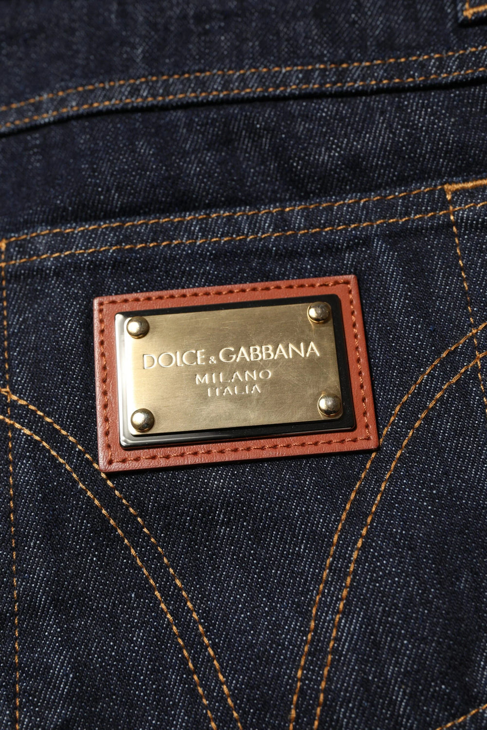 Dolce & Gabbana Dark Blue Cotton Logo Plaque Men Denim Jeans - IT46 | S - Jeans