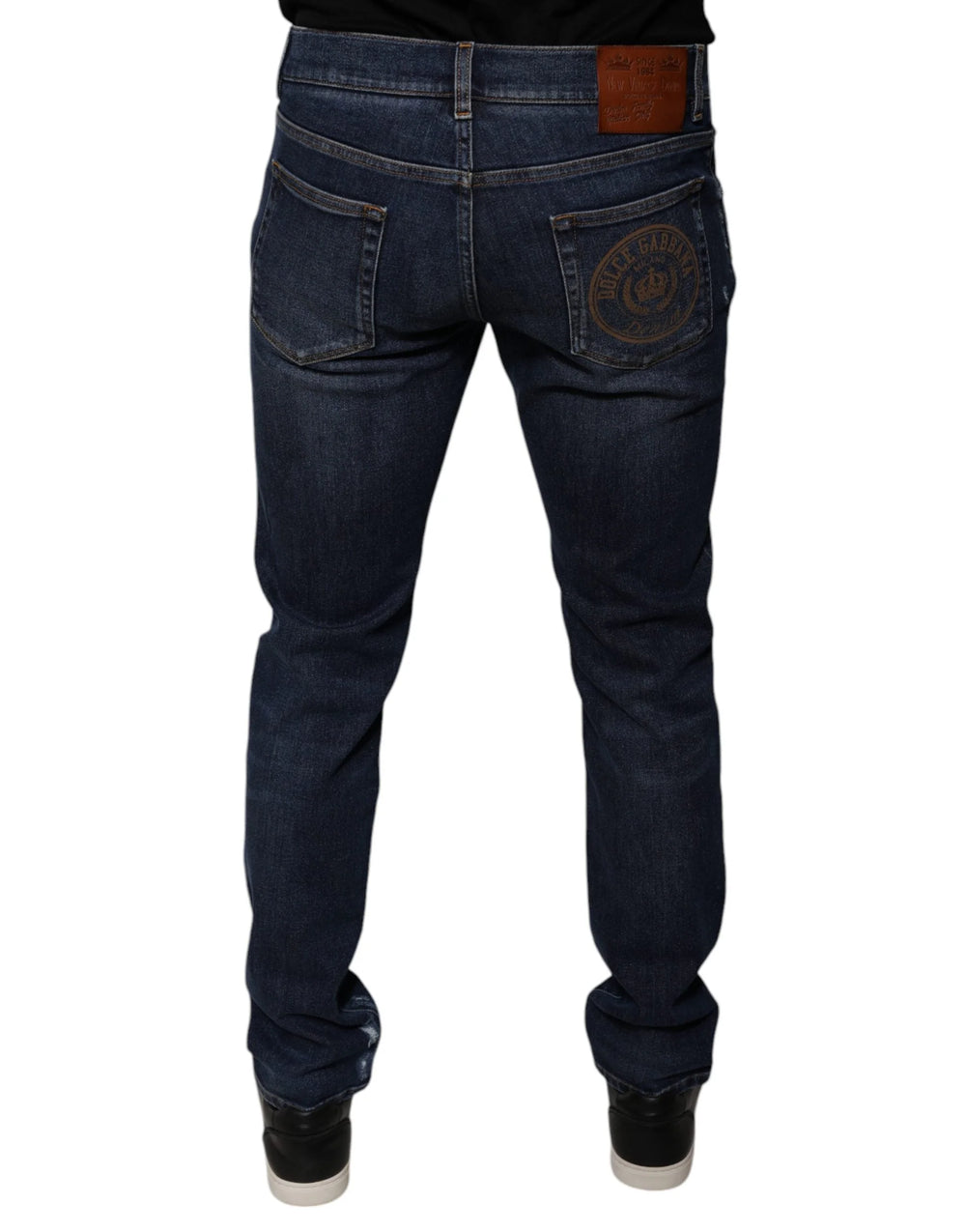 Dolce & Gabbana Dark Blue Cotton Logo Skinny Denim Jeans - IT48 | M - Jeans