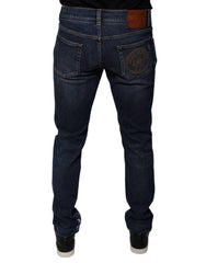 Dolce & Gabbana Dark Blue Cotton Logo Skinny Denim Jeans - IT48 | M - Jeans