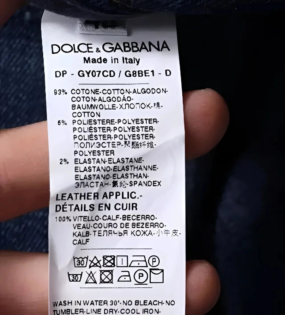 Dolce & Gabbana Dark Blue Cotton Logo Skinny Denim Jeans - IT48 | M - Jeans