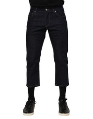 Dolce & Gabbana Dark Blue Cotton Logo Slim Fit Men Denim Jeans - IT48 | M - Jeans
