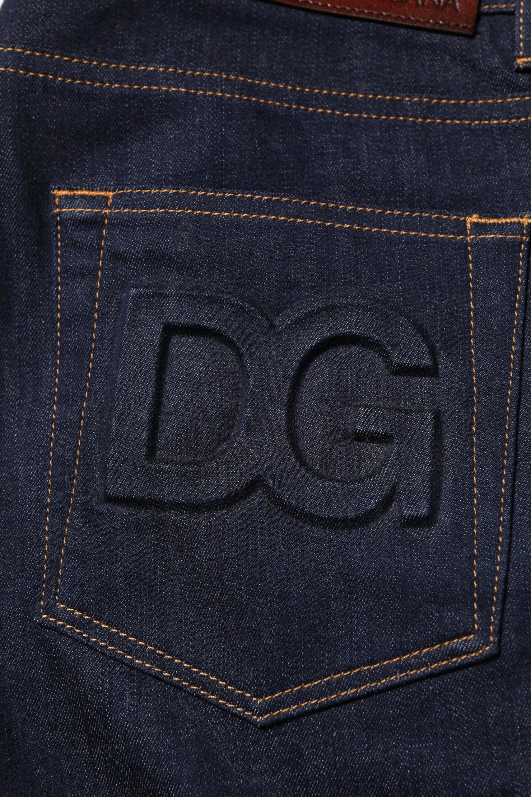 Dolce & Gabbana Dark Blue Cotton Logo Slim Fit Men Denim Jeans - IT48 | M - Jeans