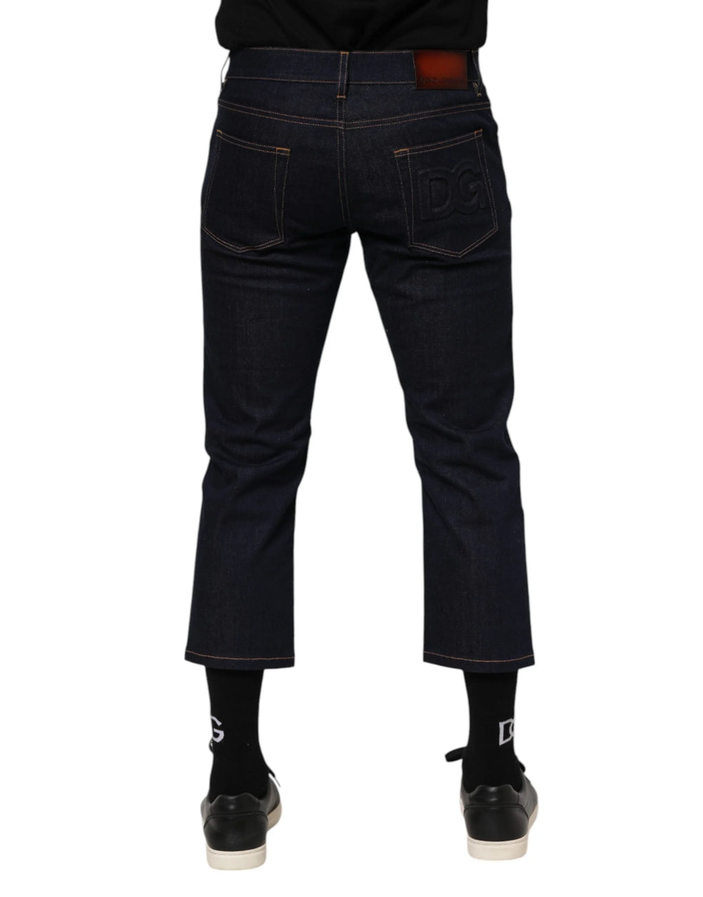 Dolce & Gabbana Dark Blue Cotton Logo Slim Fit Men Denim Jeans - IT48 | M - Jeans