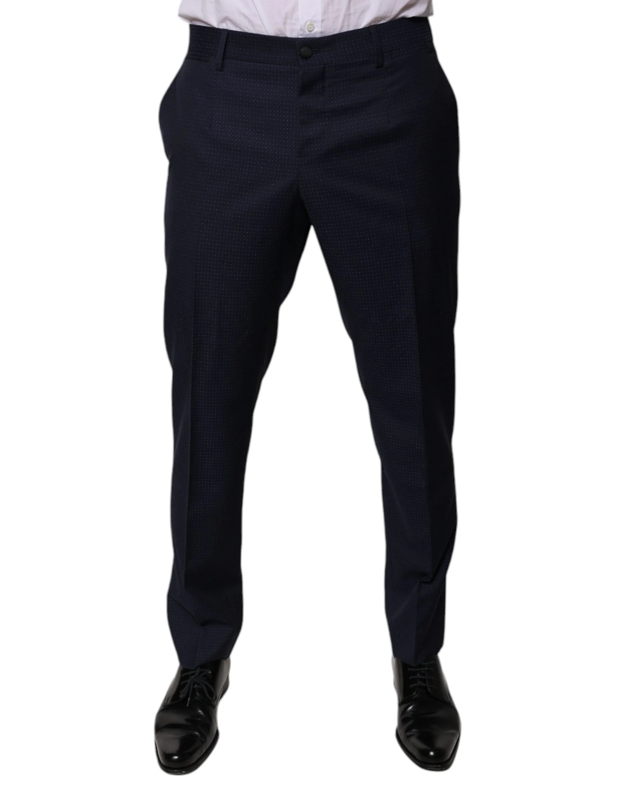 Dolce & Gabbana Dark Blue Cotton Men Dress Pants - IT46 | S - Trousers