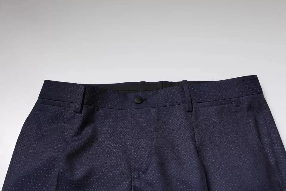 Dolce & Gabbana Dark Blue Cotton Men Dress Pants - IT46 | S - Trousers