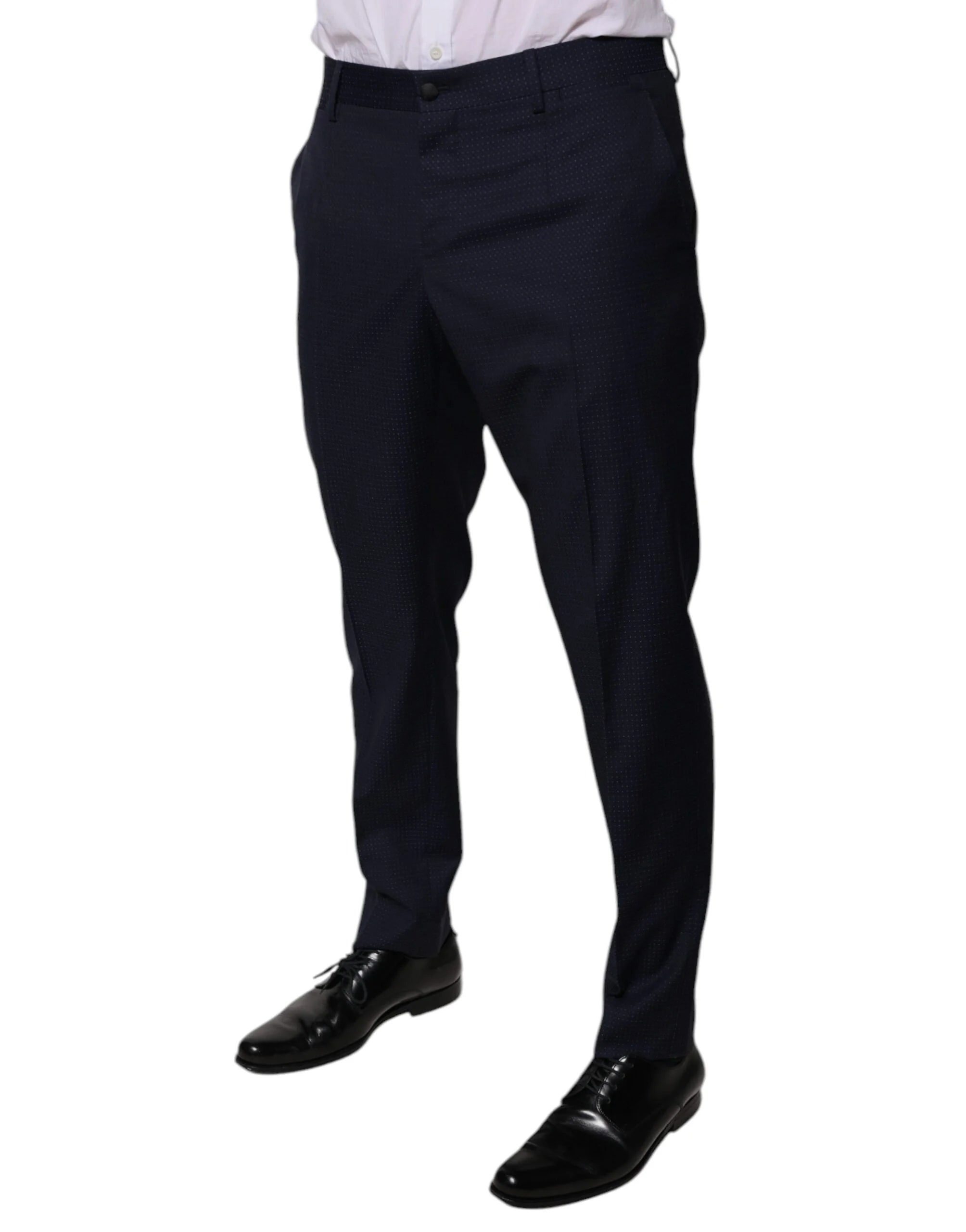 Dolce & Gabbana Dark Blue Cotton Men Dress Pants - IT46 | S - Trousers