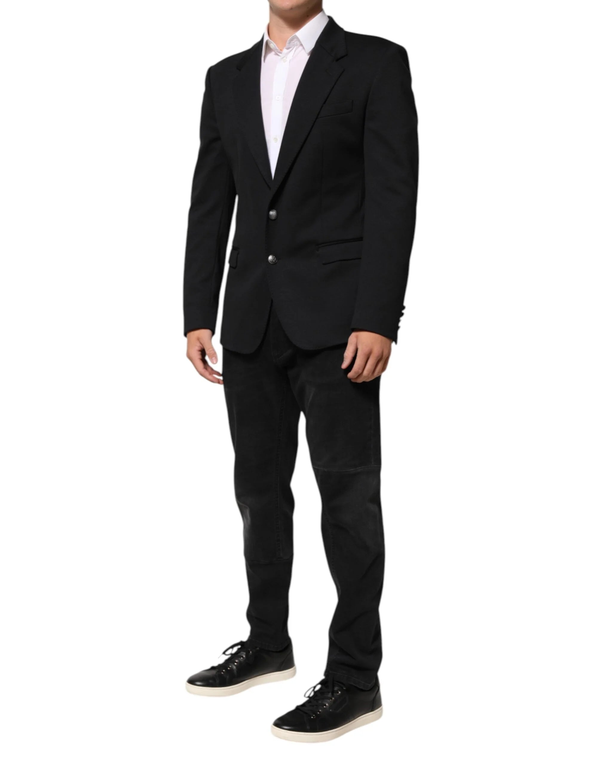 Dolce & Gabbana Dark Blue Cotton Men Jacket Coat Blazer Suit - IT50 | L - Sport Jackets