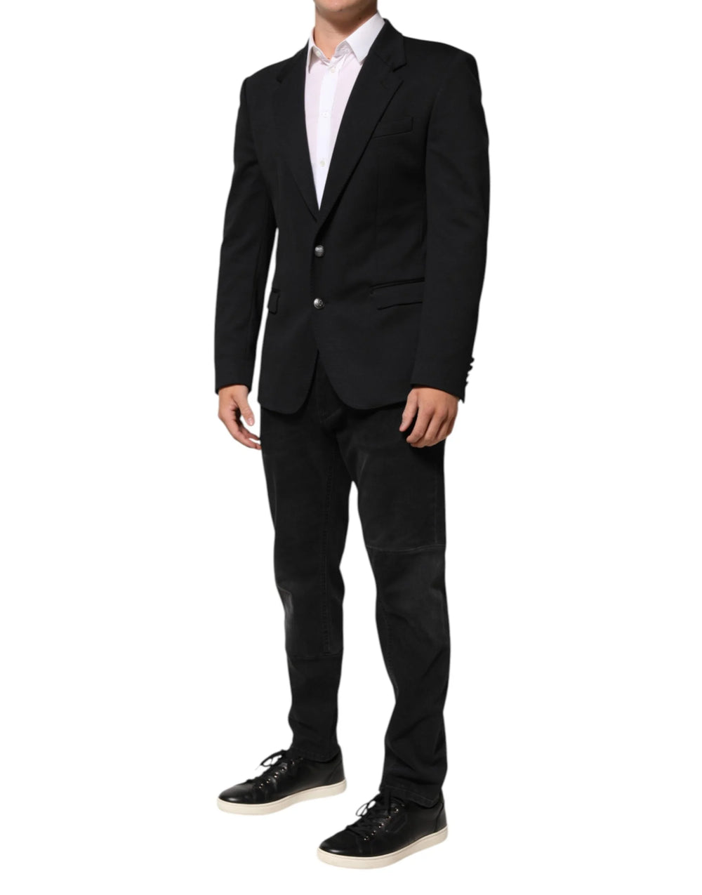 Dolce & Gabbana Dark Blue Cotton Men Jacket Coat Blazer Suit - IT50 | L - Sport Jackets