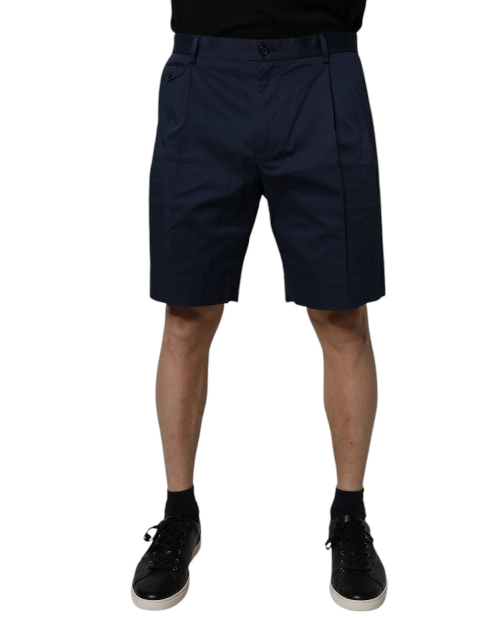 Dolce & Gabbana Dark Blue Cotton Mid Waist Men Bermuda Shorts - Bermudas