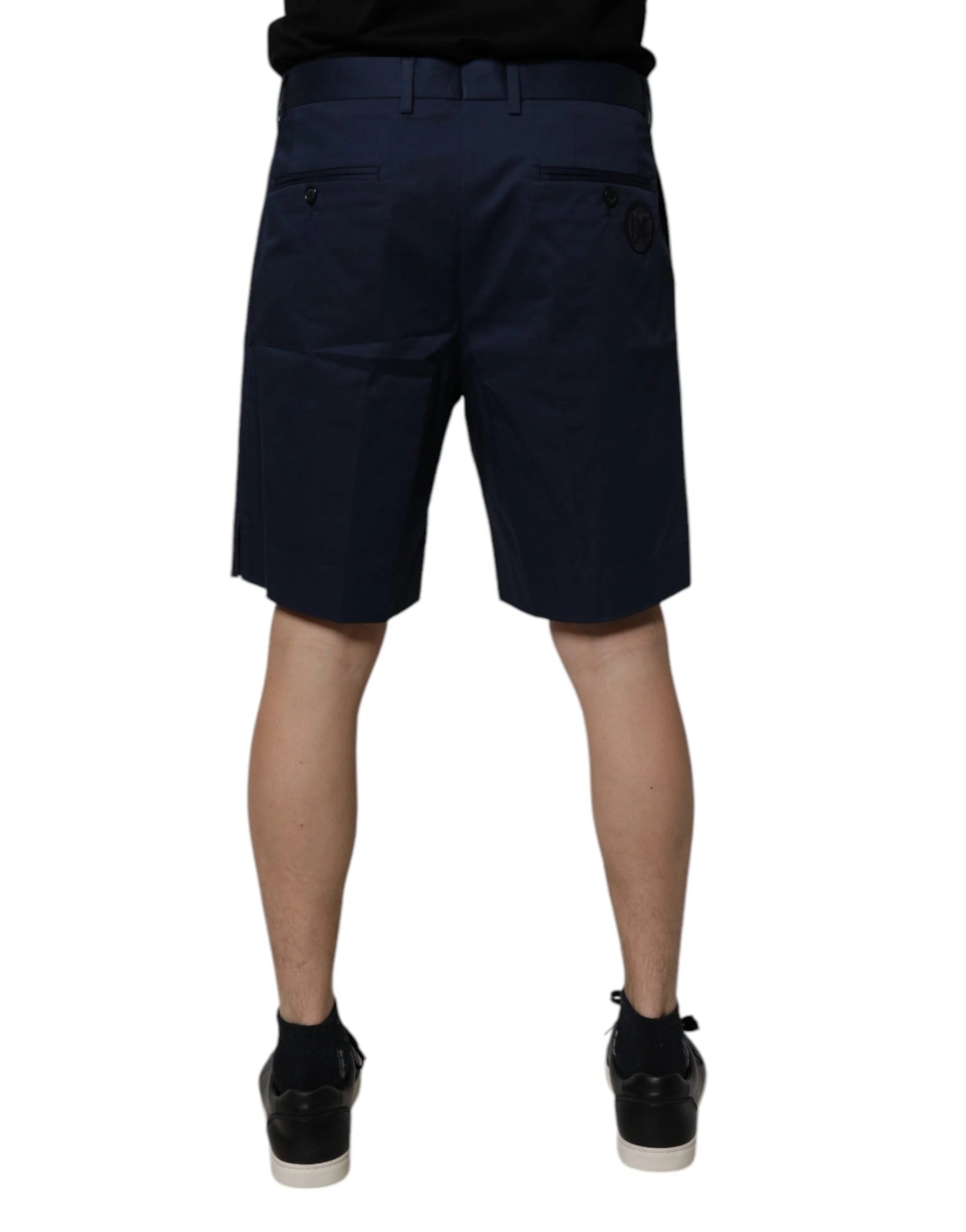 Dolce & Gabbana Dark Blue Cotton Mid Waist Men Bermuda Shorts - Bermudas
