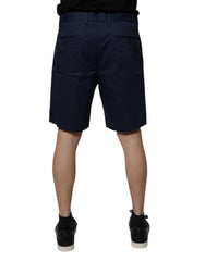 Dolce & Gabbana Dark Blue Cotton Mid Waist Men Bermuda Shorts - Bermudas