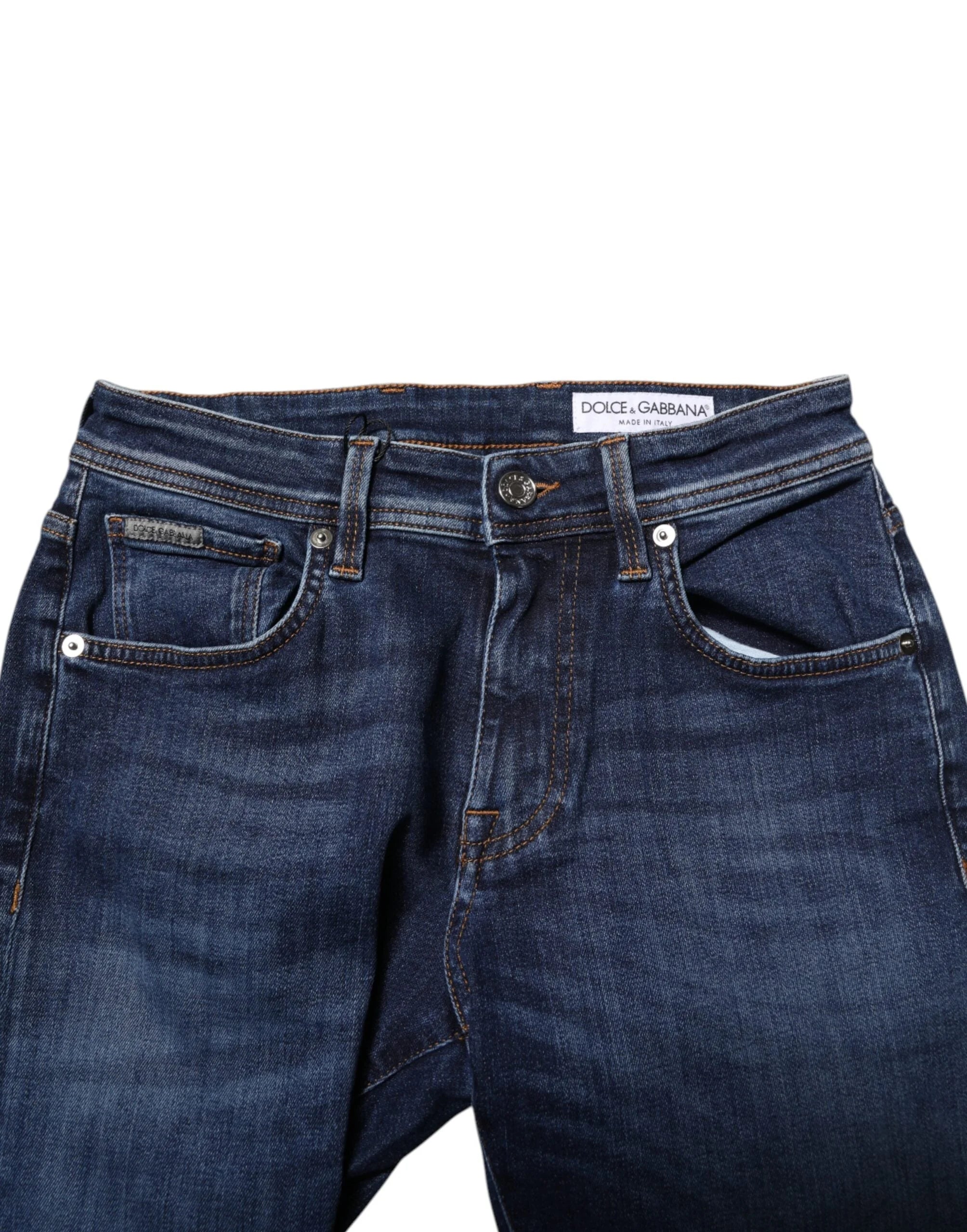 Dolce & Gabbana Dark Blue Cotton Skinny Denim Jeans - IT44 | XS