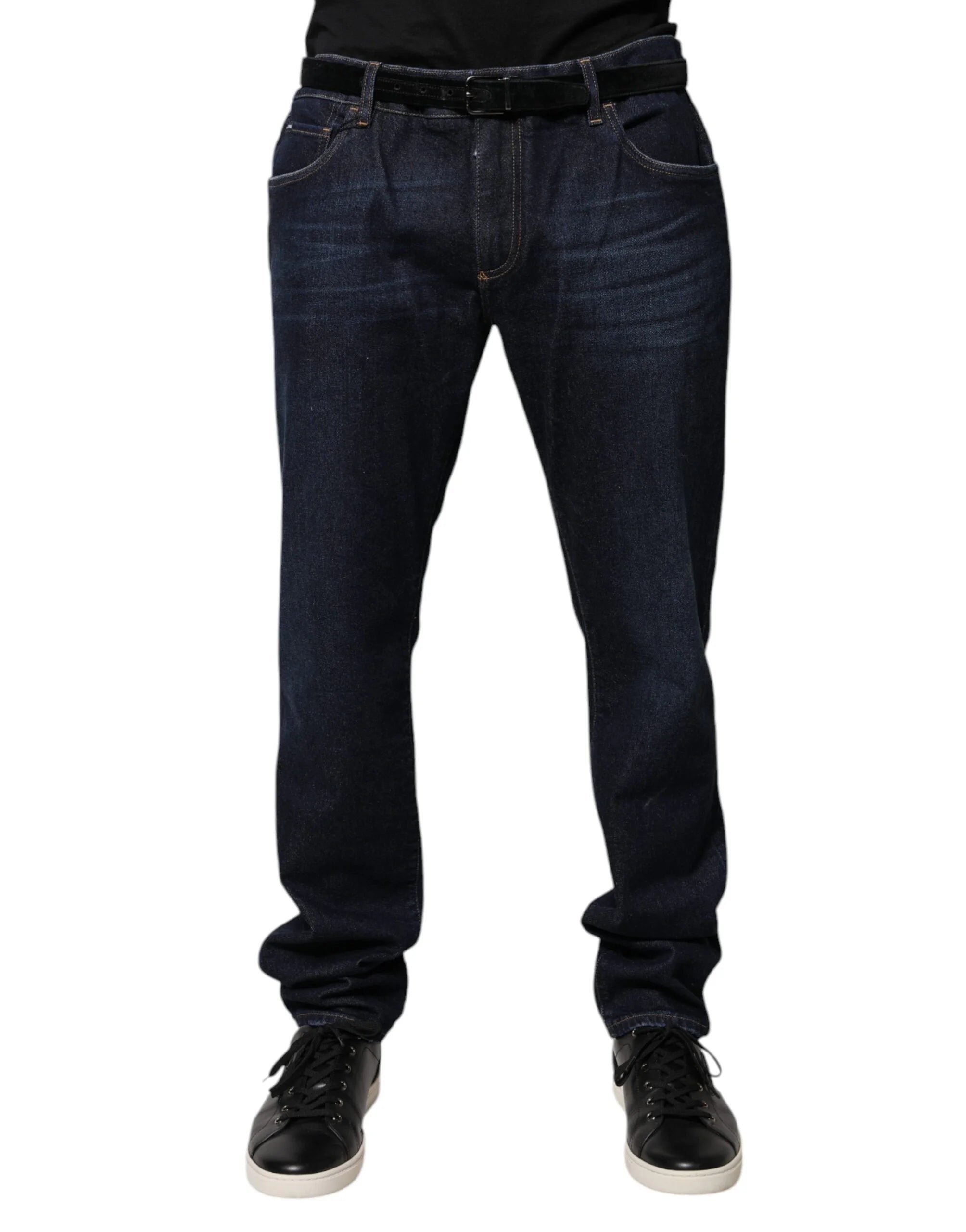Dolce & Gabbana Dark Blue Cotton Skinny Denim Jeans - IT58 | XXL - Jeans