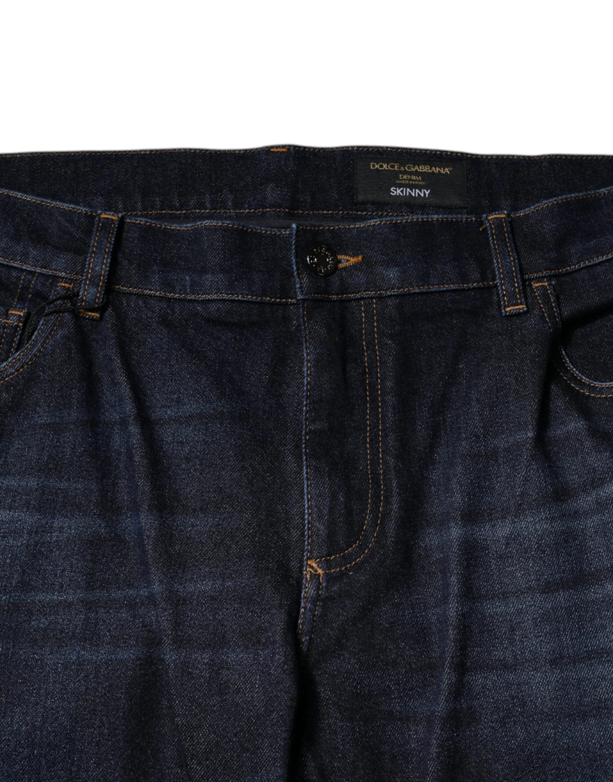 Dolce & Gabbana Dark Blue Cotton Skinny Denim Jeans - IT58 | XXL - Jeans