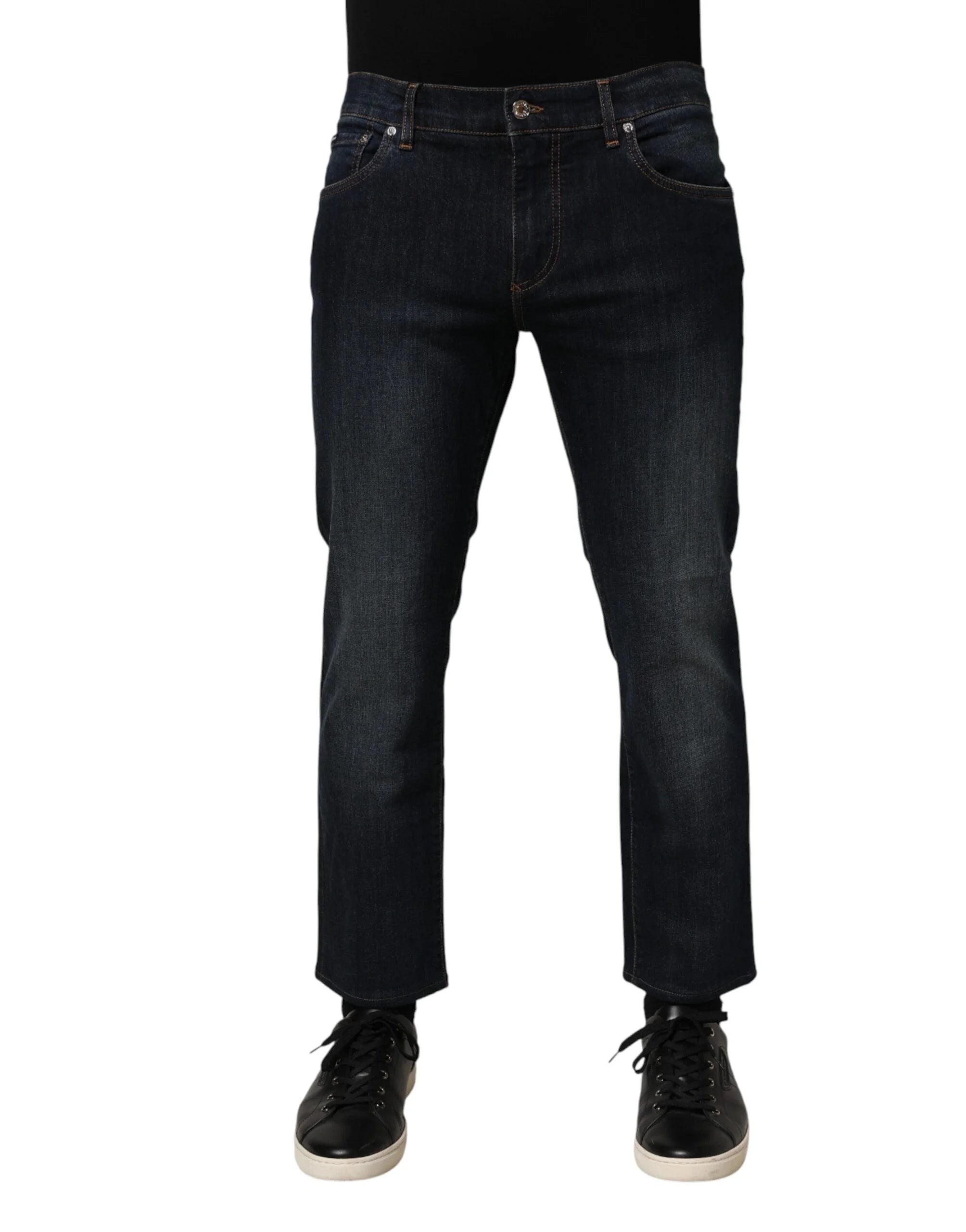 Dolce & Gabbana Dark Blue Cotton Skinny Men Denim Jeans - IT52 | XL - Jeans