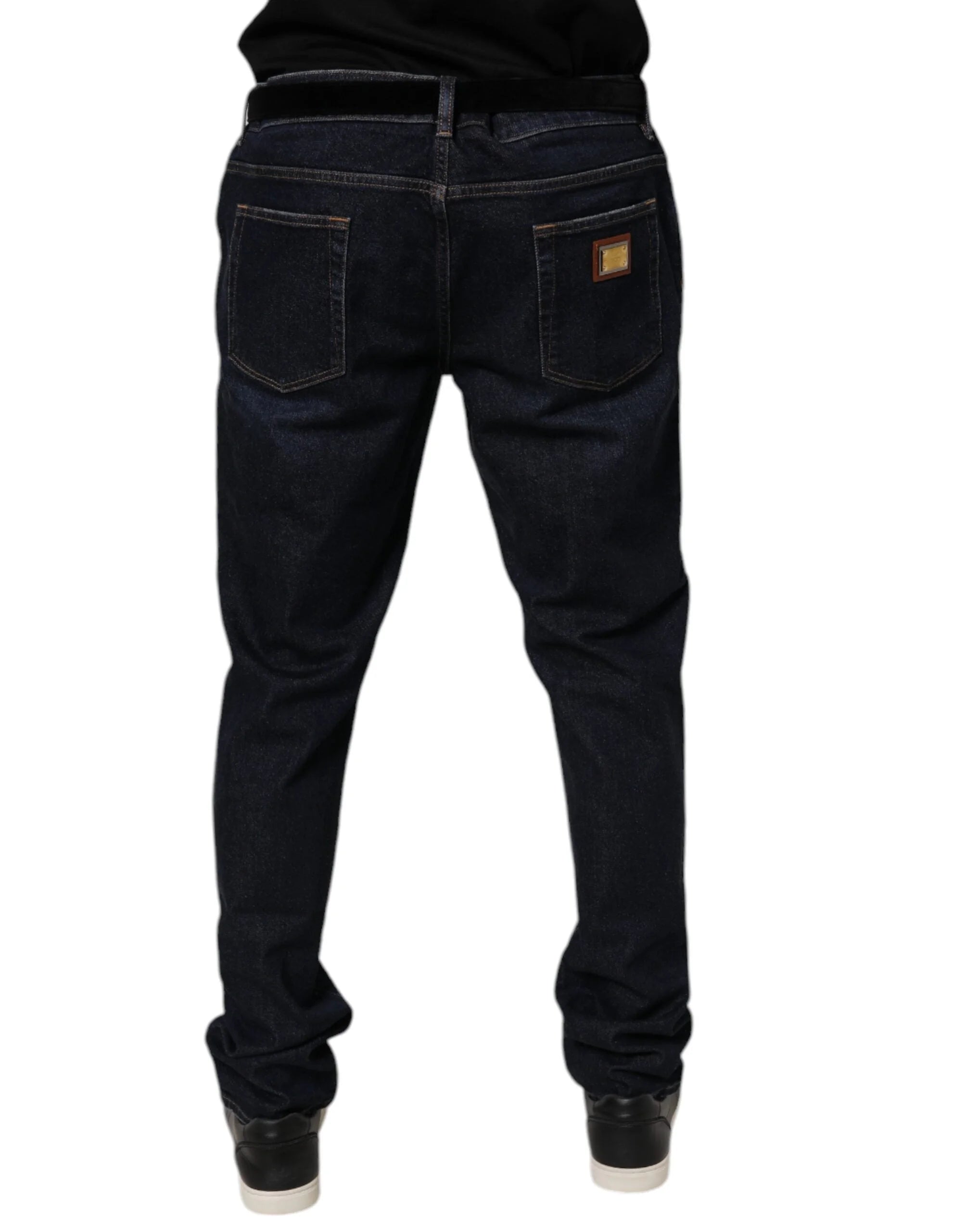 Dolce & Gabbana Dark Blue Cotton Stretch Skinny Denim Jeans - Jeans