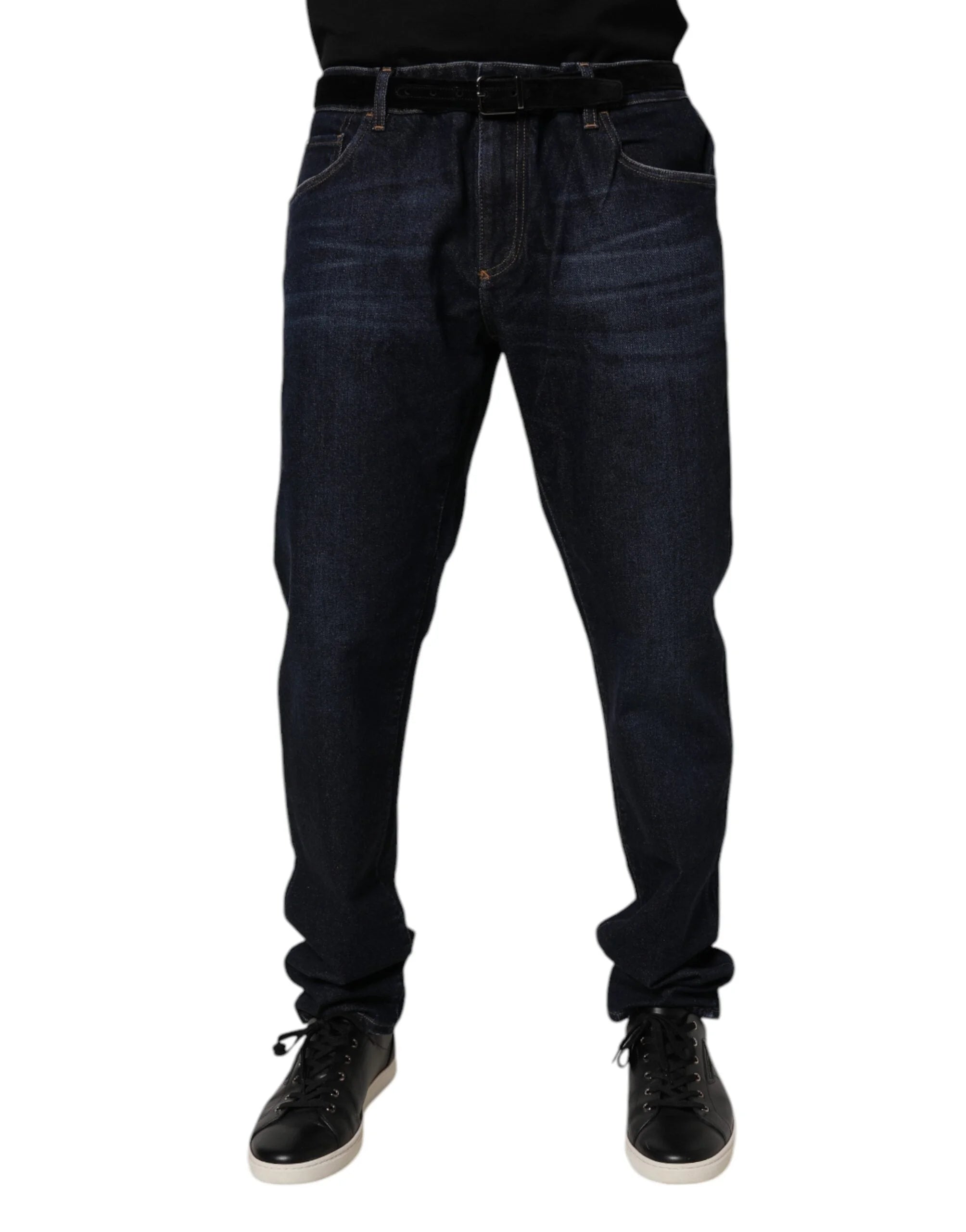 Dolce & Gabbana Dark Blue Cotton Stretch Skinny Denim Jeans - Jeans