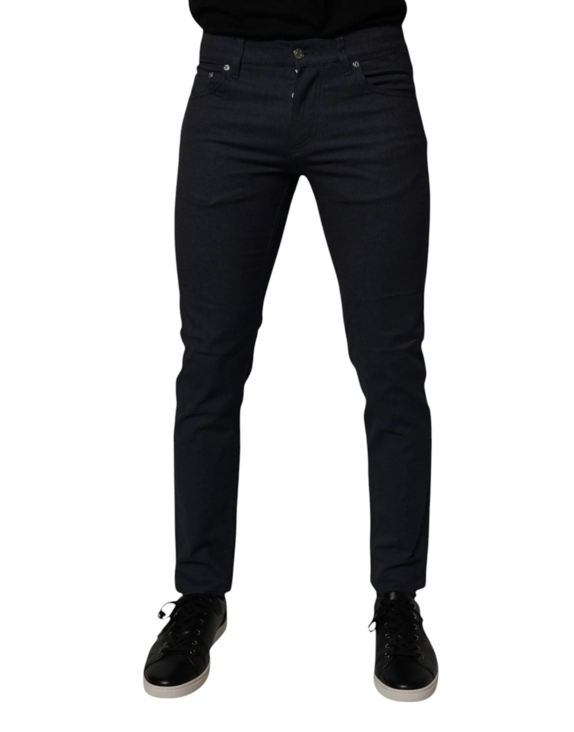 Dolce & Gabbana Dark Blue Cotton Stretch Skinny Denim Jeans - Jeans