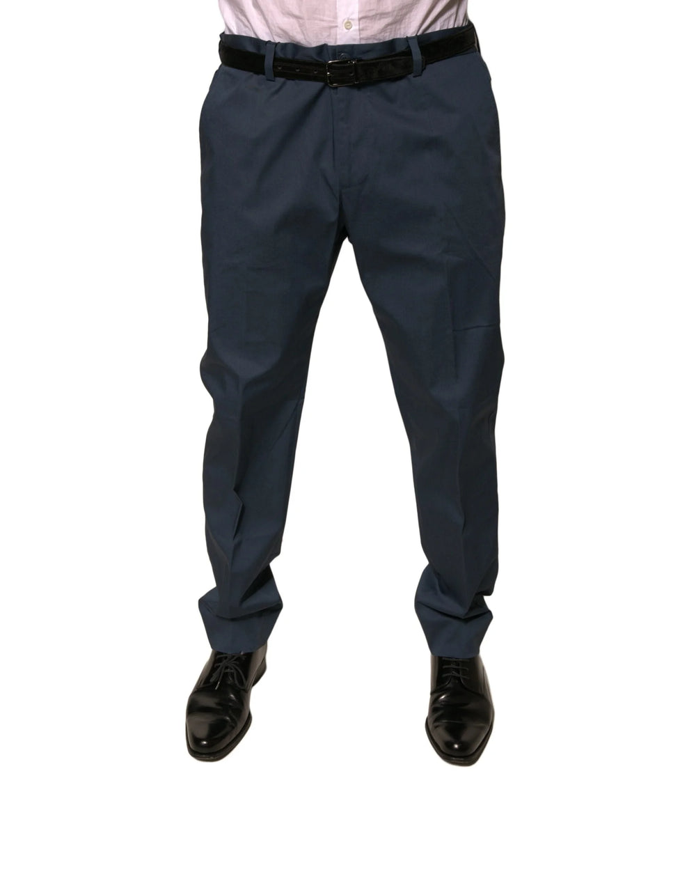 Dolce & Gabbana Dark Blue Cotton Stretch Skinny Men Dress Pants - Trousers