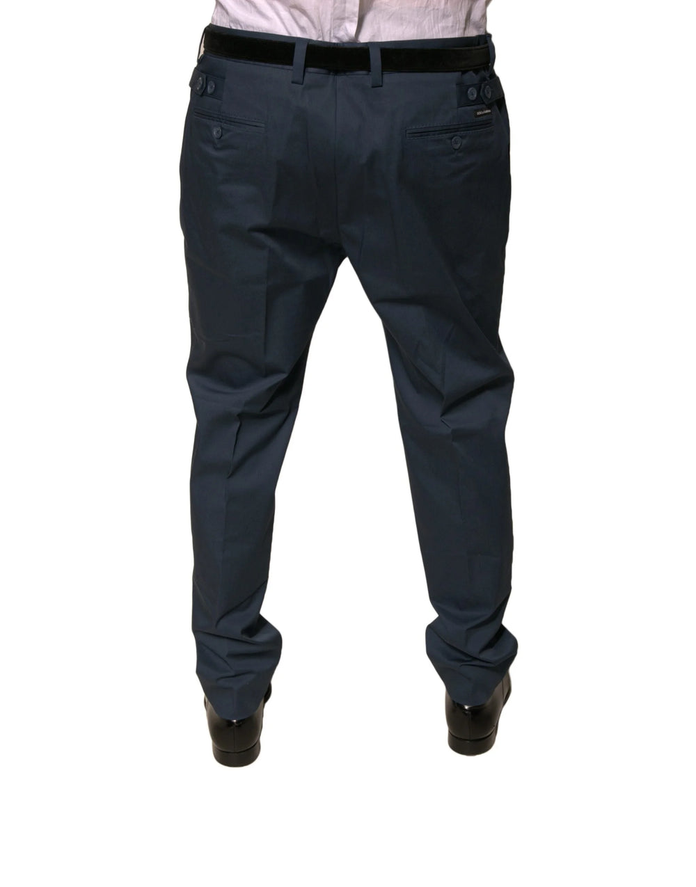 Dolce & Gabbana Dark Blue Cotton Stretch Skinny Men Dress Pants - Trousers
