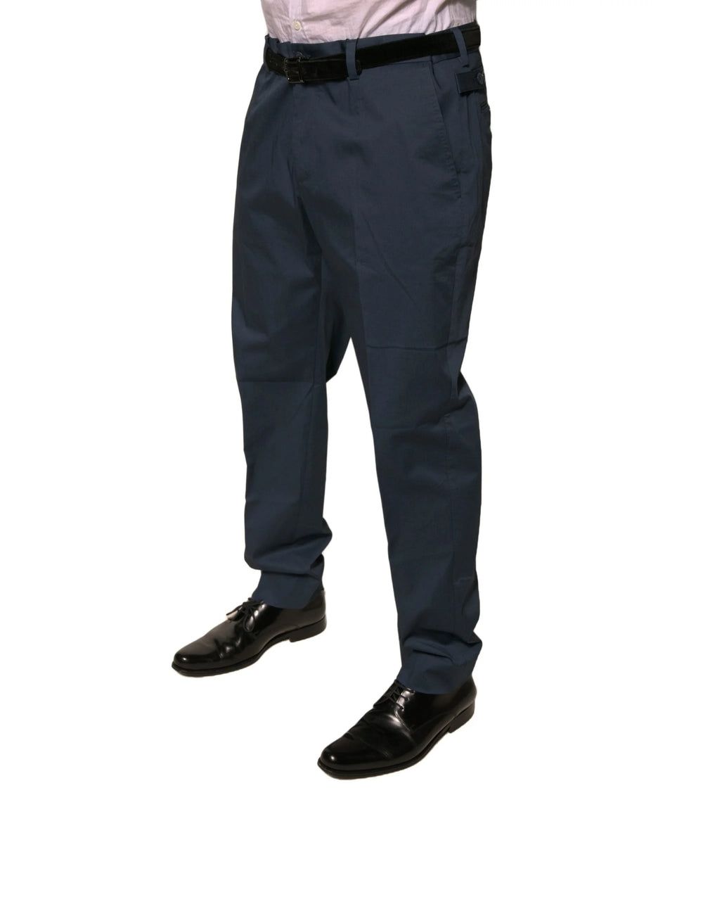 Dolce & Gabbana Dark Blue Cotton Stretch Skinny Men Dress Pants - Trousers