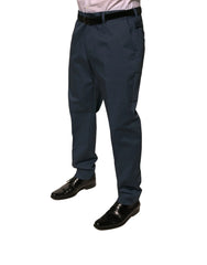Dolce & Gabbana Dark Blue Cotton Stretch Skinny Men Dress Pants - Trousers