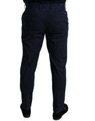 Dolce & Gabbana Dark Blue Cotton Stretch Slim Fit Dress Pants - IT50 | L - Trousers