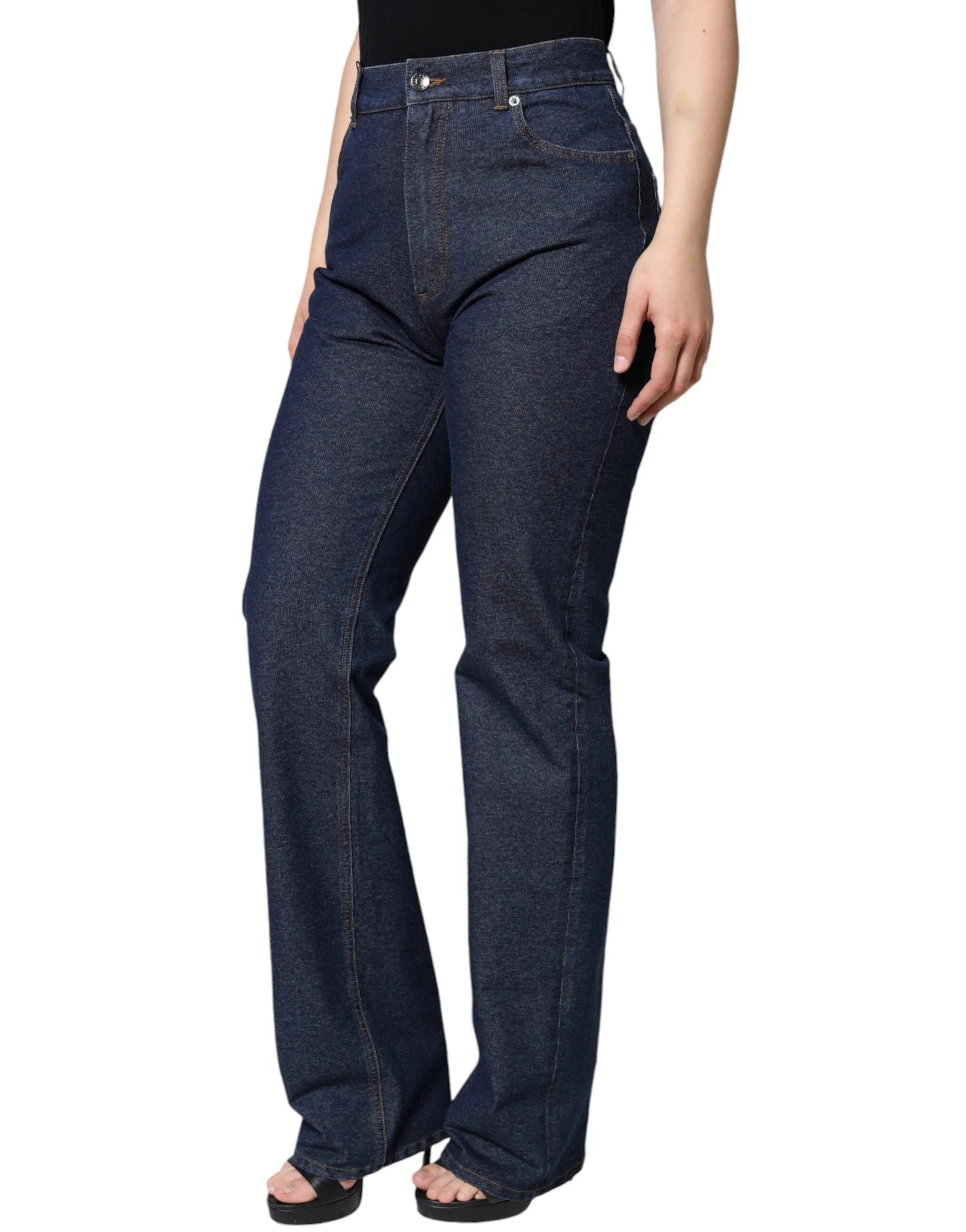 Dolce & Gabbana Dark Blue Cotton Stretch Straight Denim Jeans - IT40|S