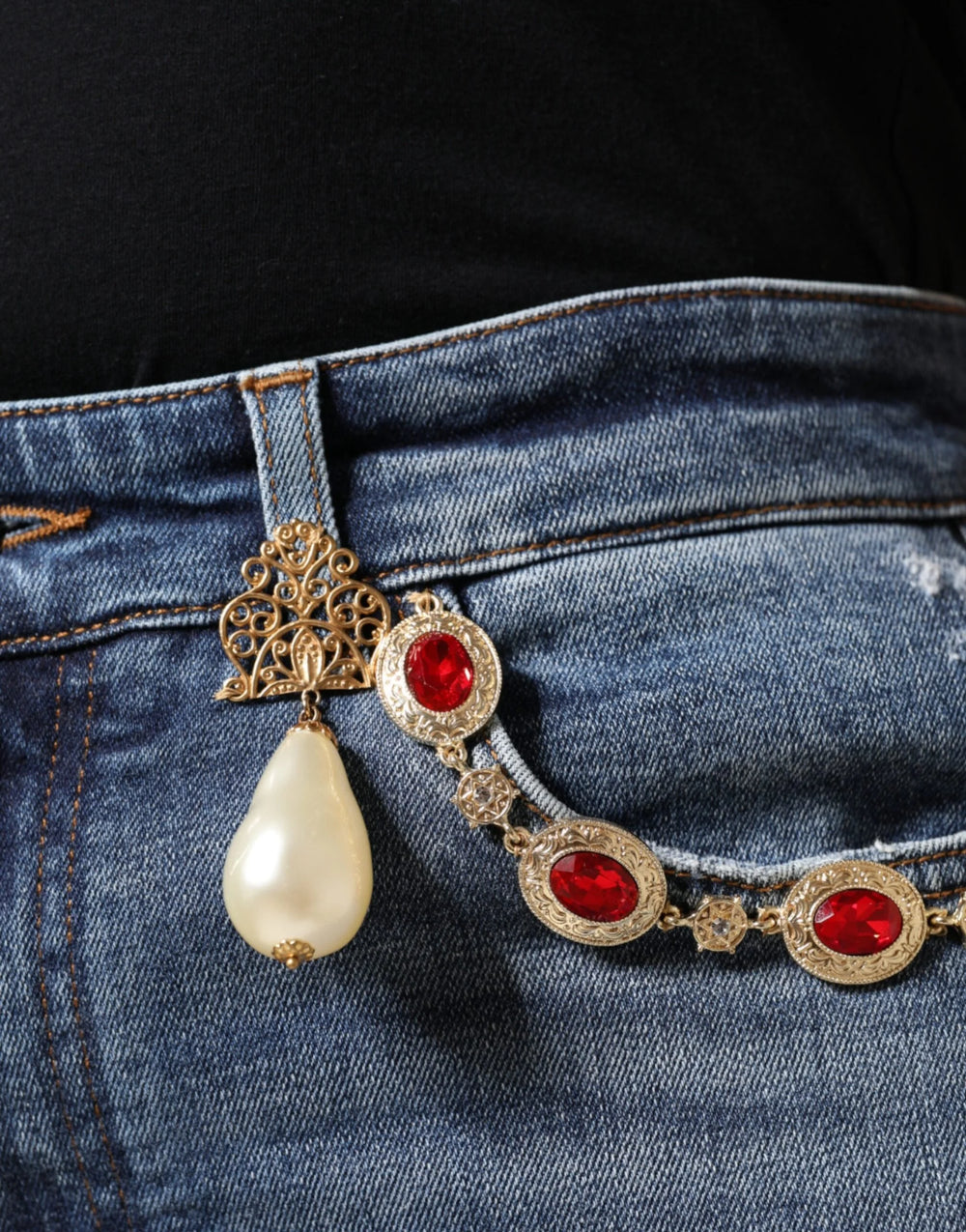 Dolce & Gabbana Dark Blue Cotton Tattered Skinny Denim Jeans - Jeans