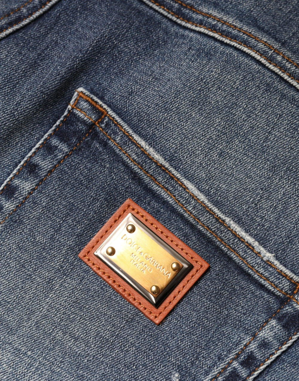 Dolce & Gabbana Dark Blue Cotton Tattered Skinny Denim Jeans - Jeans