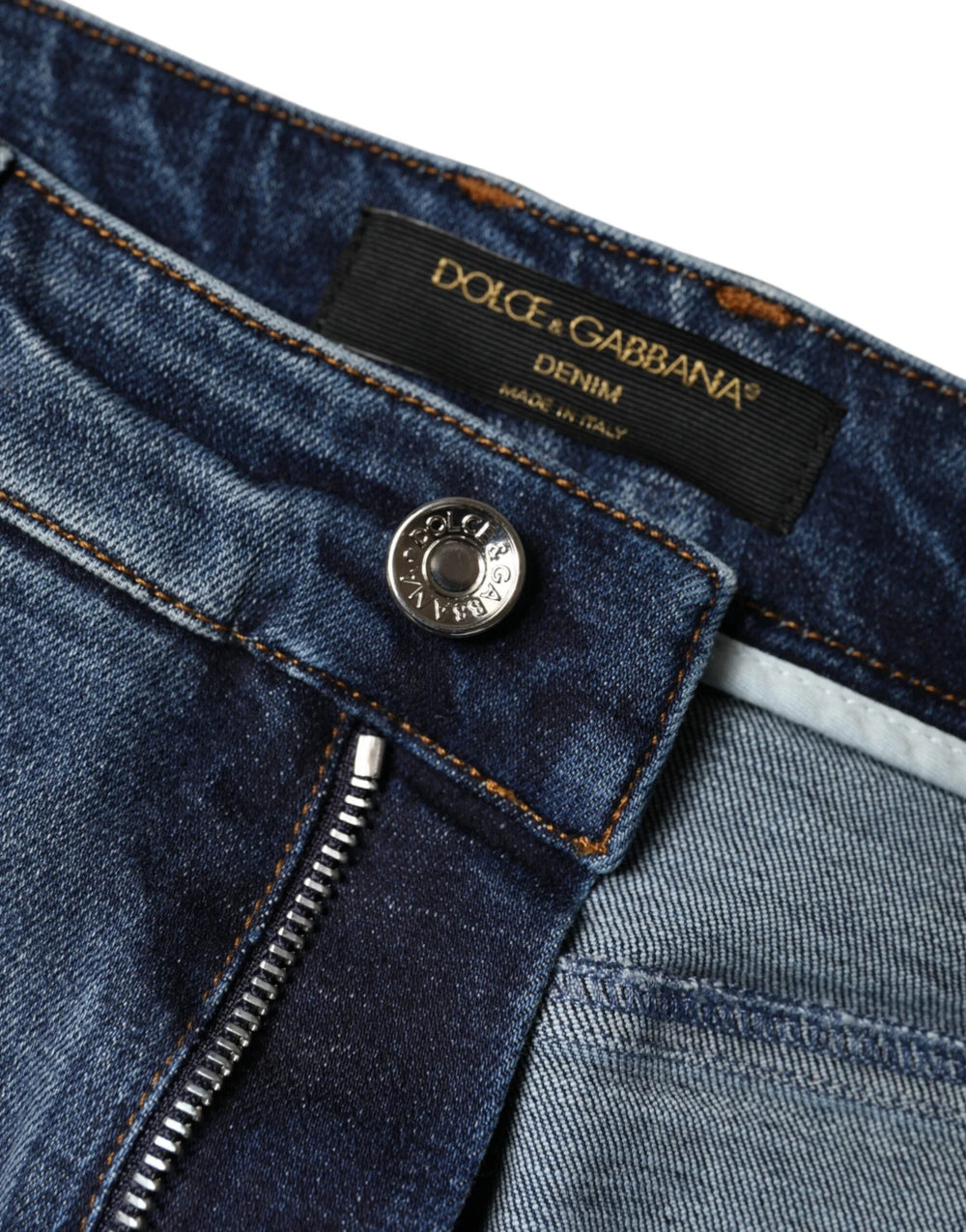 Dolce & Gabbana Dark Blue Cotton Tattered Skinny Denim Jeans - Jeans