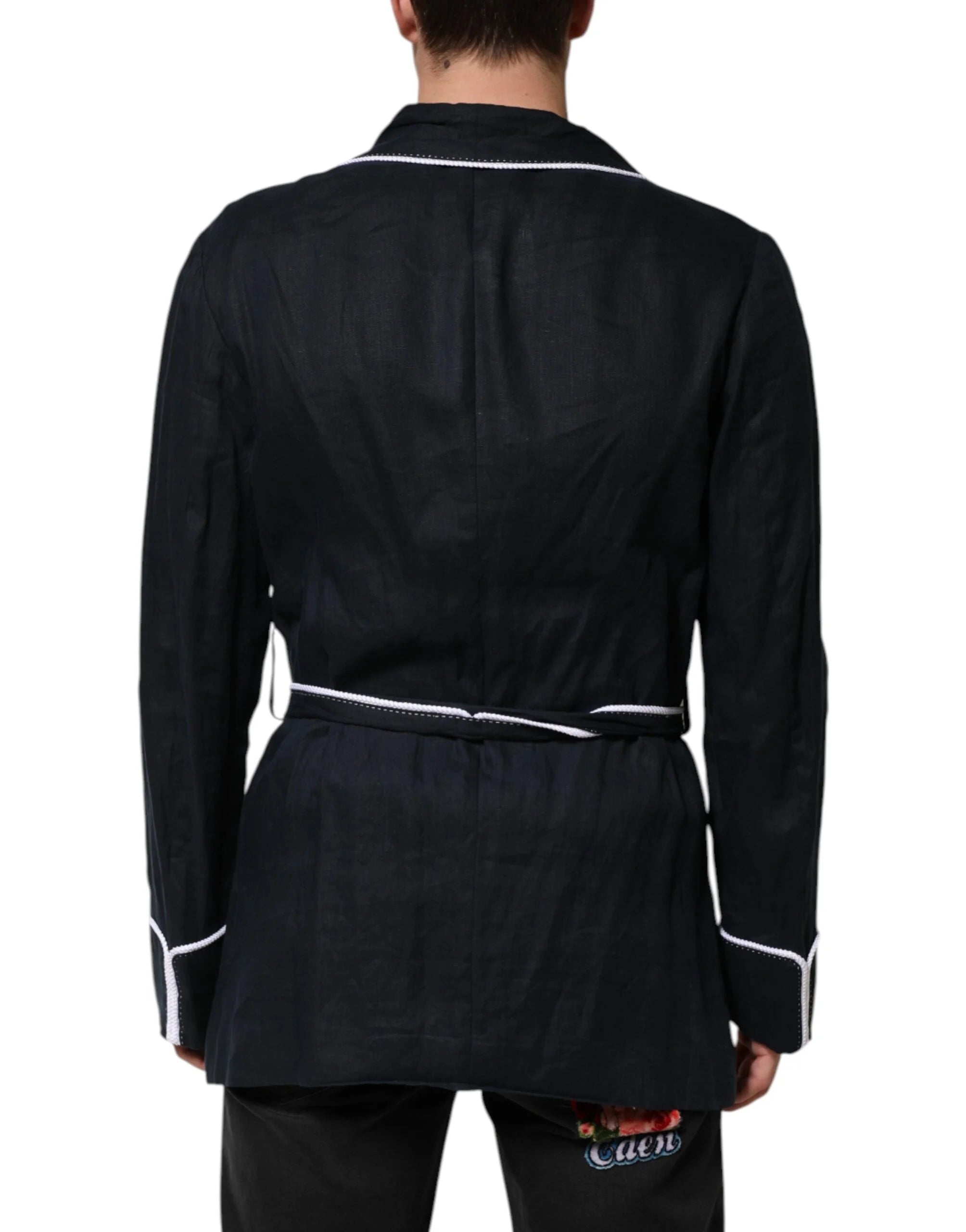 Dolce & Gabbana Dark Blue DG Embroidery Jacket Robe Blazer - IT56 | XXL - Robes