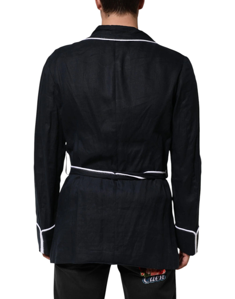 Dolce & Gabbana Dark Blue DG Embroidery Jacket Robe Blazer - IT56 | XXL - Robes