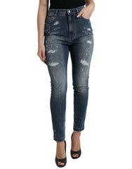 Dolce & Gabbana Dark Blue Distressed GRACE Skinny Denim Jeans - IT40|S - Jeans