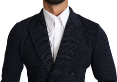Dolce & Gabbana Dark Blue Dotted Double Breasted Coat Blazer - IT50 | L - Sport Jackets
